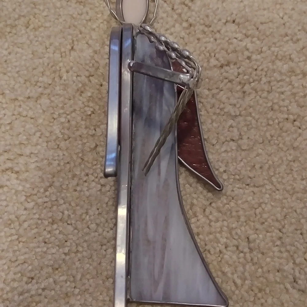 Stain glass Angel & Manger Scene